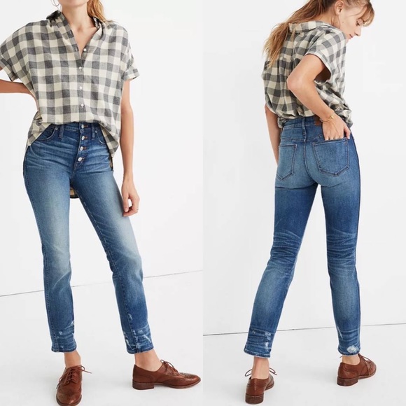 Madewell • Slim Straight Jeans: Distressed Button-Front Edition - Picture 5 of 10
